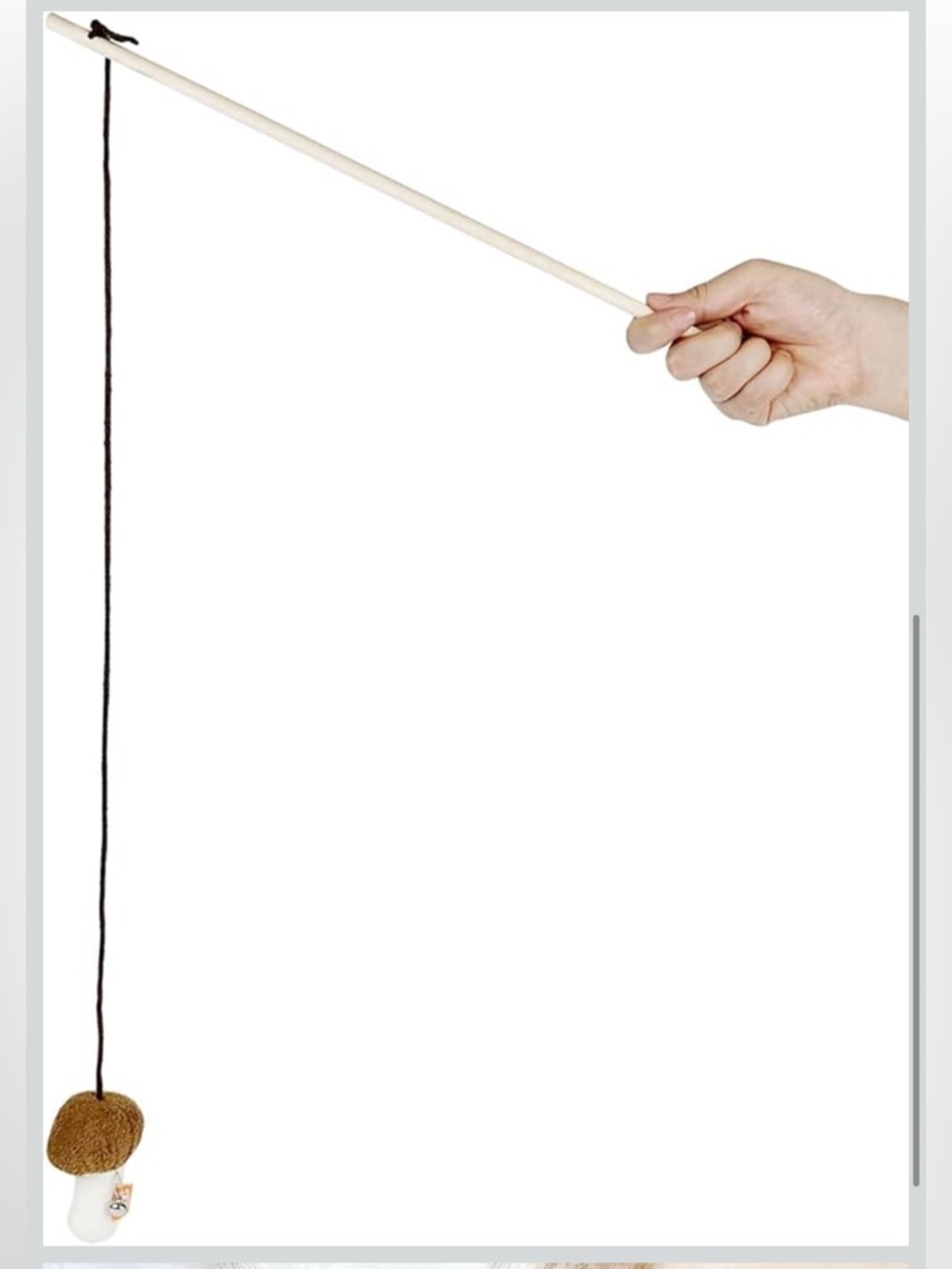 Cat Teaser Wand with Dangling Catnip Mushroom Toy - Brown & Black, NWT 🐾 🍃